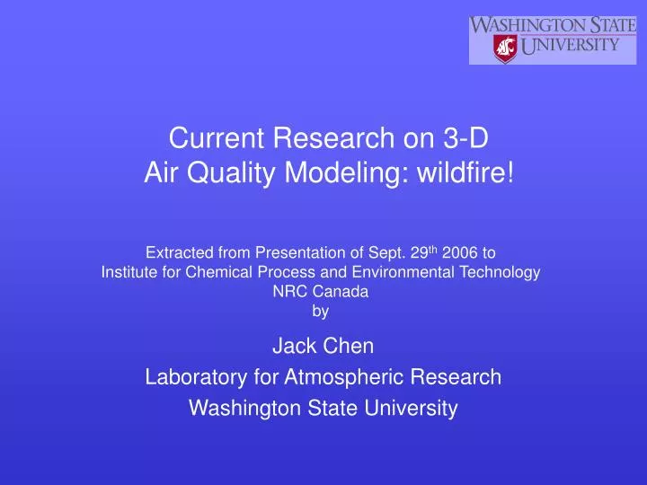 current research on 3 d air quality modeling wildfire