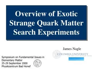 Overview of Exotic Strange Quark Matter Search Experiments