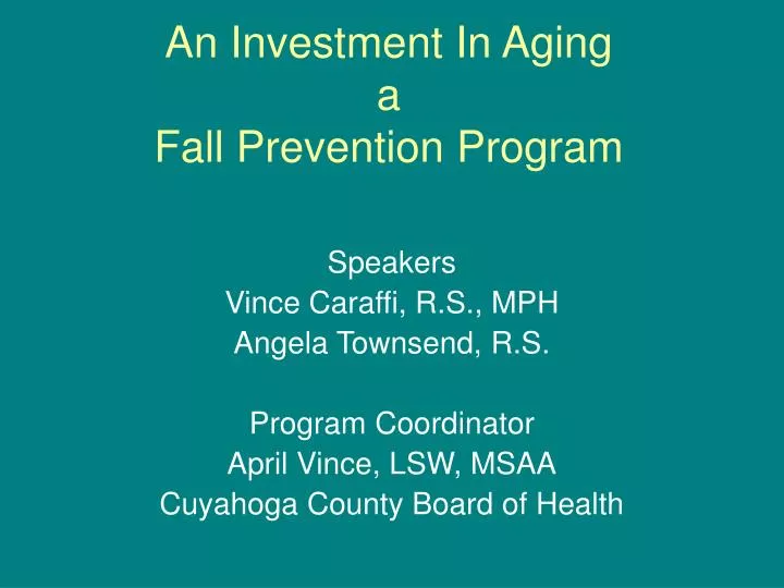 an investment in aging a fall prevention program