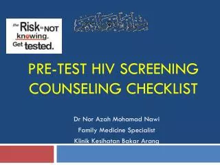 pre test hiv screening counseling checklist