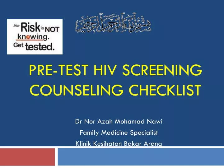 pre test hiv screening counseling checklist
