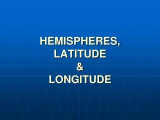 HEMISPHERES, LATITUDE &amp; LONGITUDE