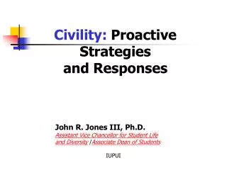Civility: Proactive Strategies and Responses