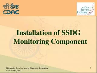 Installation of SSDG Monitoring Component