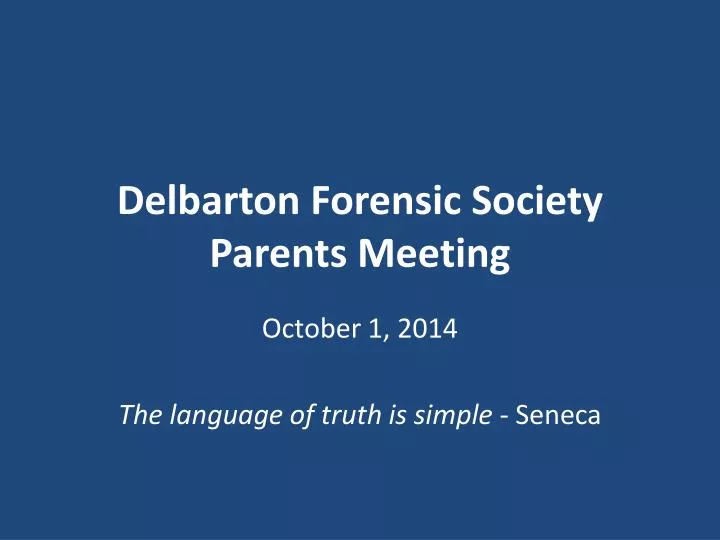 delbarton forensic society parents meeting