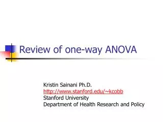 Review of one-way ANOVA