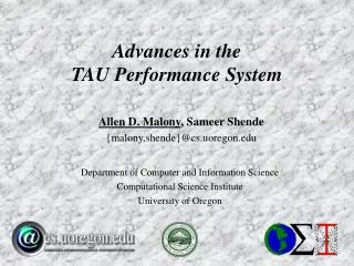 Advances in the TAU Performance System