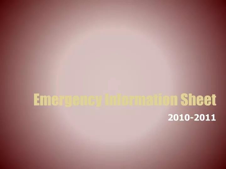 emergency information sheet