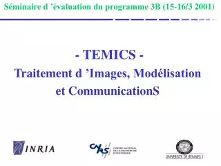 temics traitement d images mod lisation et communications