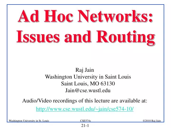 ad hoc networks issues and routing