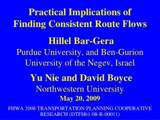 FHWA 2008 TRANSPORTATION PLANNING COOPERATIVE RESEARCH (DTFH61-08-R-00011)