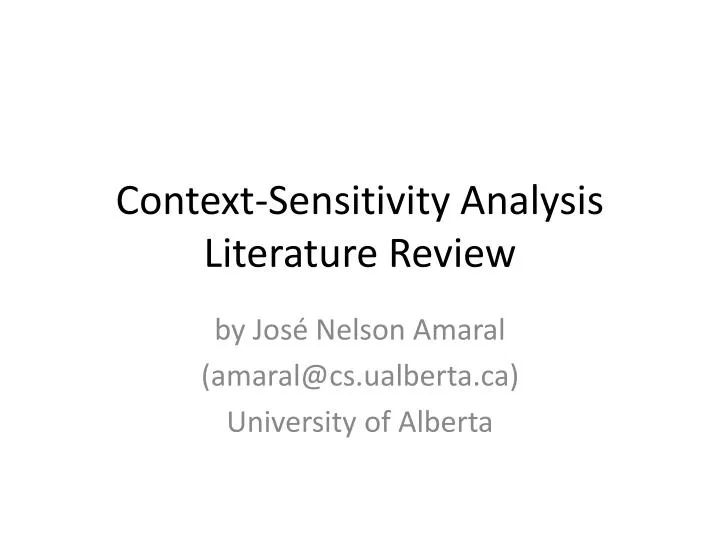 context sensitivity analysis literature review