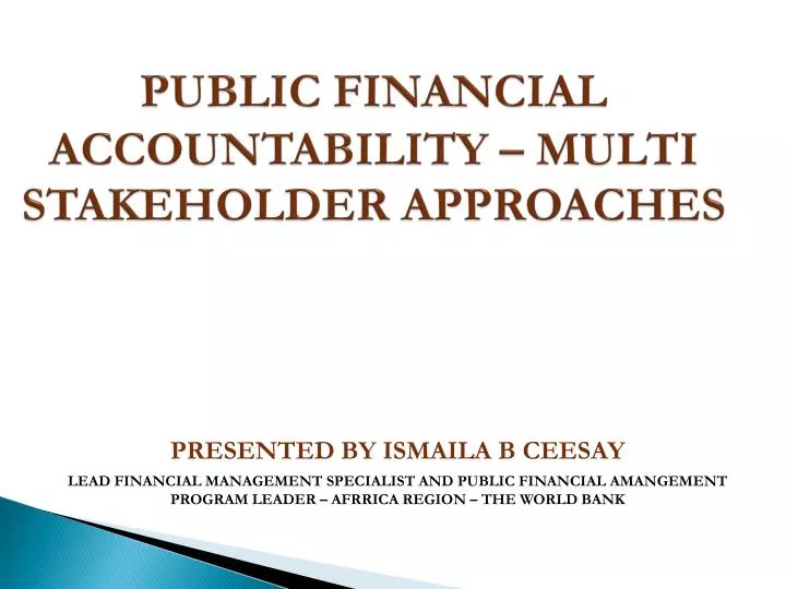 public financial accountability multi stakeholder approaches