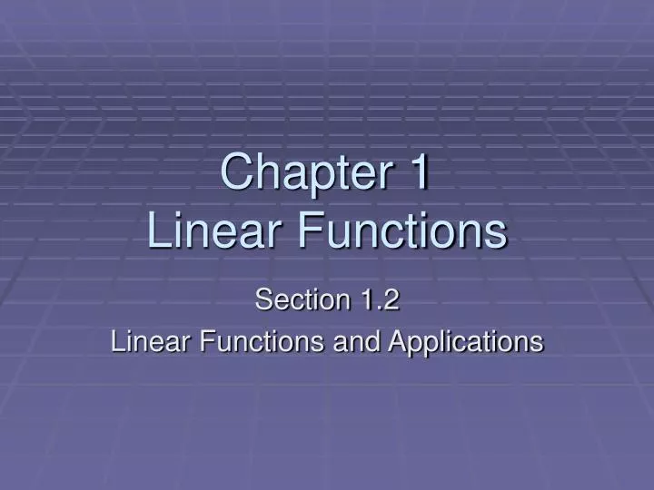 chapter 1 linear functions