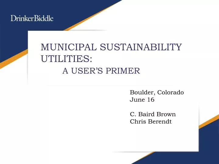 municipal sustainability utilities a user s primer