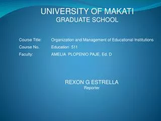 UNIVERSITY OF MAKATI GRADUATE SCHOOL