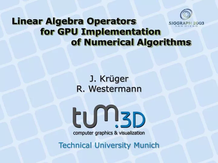 linear algebra operators for gpu implementation of numerical algorithms