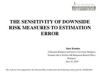 THE SENSITIVITY OF DOWNSIDE RISK MEASURES TO ESTIMATION ERROR