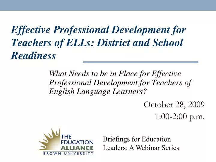 effective professional development for teachers of ells district and school readiness