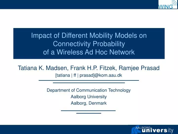 impact of different mobility models on connectivity probability of a wireless ad hoc network