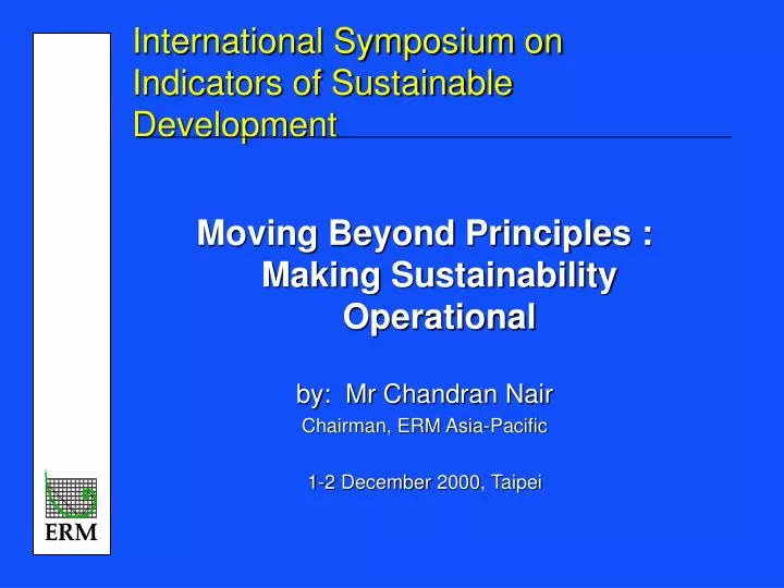 international symposium on indicators of sustainable development