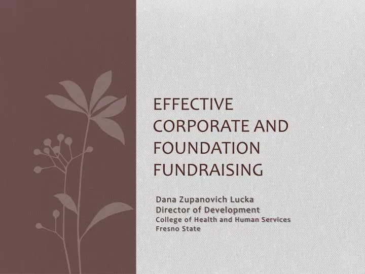 effective corporate and foundation fundraising