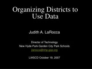 Organizing Districts to Use Data