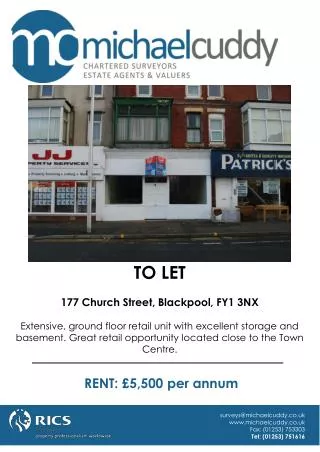 TO LET 177 Church Street, Blackpool, FY1 3NX