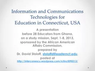 Information and Communications Technologies for Education in Connecticut, USA