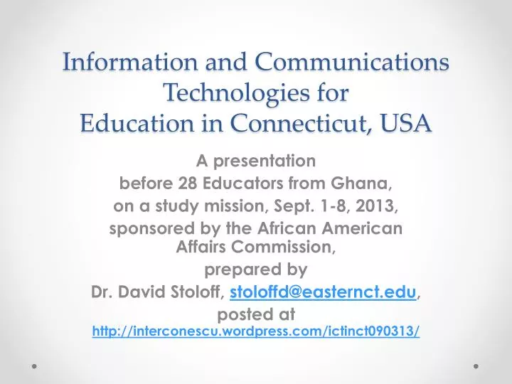 information and communications technologies for education in connecticut usa