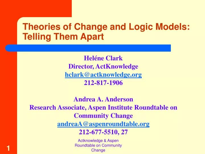 theories of change and logic models telling them apart