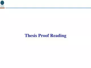 Thesis Proof Reading