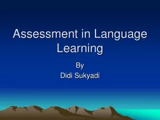 Assessment in Language Learning