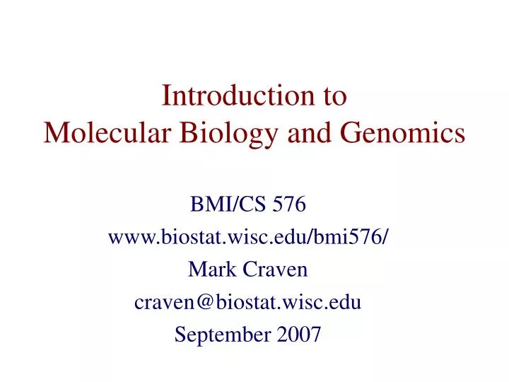 introduction to molecular biology and genomics