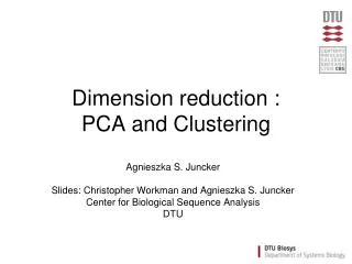 Dimension reduction : PCA and Clustering