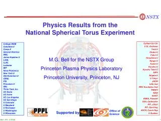 Physics Results from the National Spherical Torus Experiment