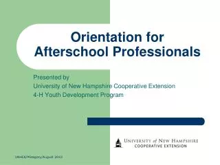 Orientation for Afterschool Professionals