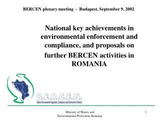 BERCEN plenary meeting - Budapest, September 9, 2002