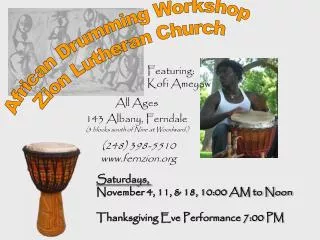 African Drumming Workshop Zion Lutheran Church