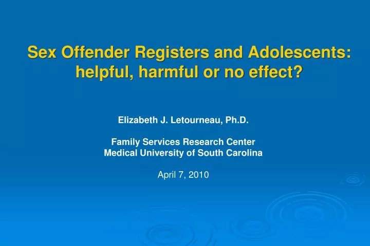 sex offender registers and adolescents helpful harmful or no effect