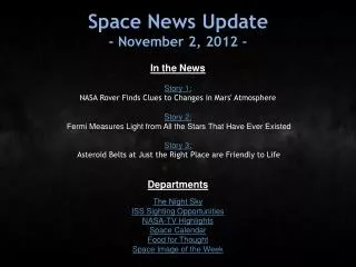 Space News Update - November 2, 2012 -