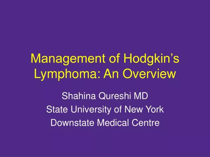 management of hodgkin s lymphoma an overview