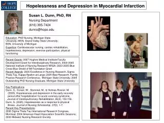 Hopelessness and Depression in Myocardial Infarction