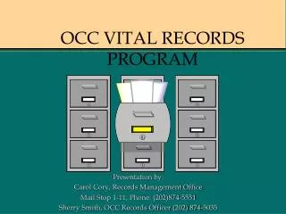 OCC VITAL RECORDS PROGRAM