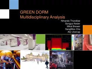 GREEN DORM Multidisciplinary Analysis Nthando Thandiwe Songya Kesler Mikal Brewer SangWoo Cho
