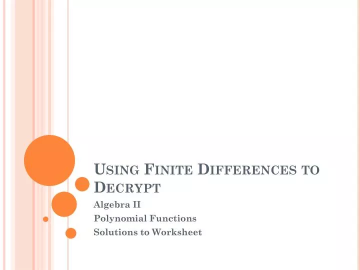 using finite differences to decrypt