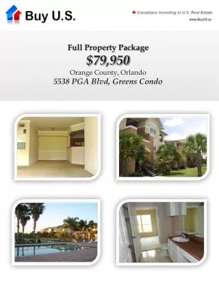 Full Property Package $79,950 Orange County, Orlando 5538 PGA Blvd, Greens Condo