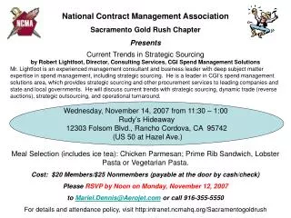 National Contract Management Association Sacramento Gold Rush Chapter Presents