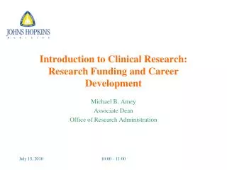 Introduction to Clinical Research: Research Funding and Career Development