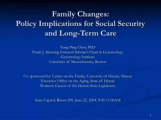 Family Changes: Policy Implications for Social Security and Long-Term Care